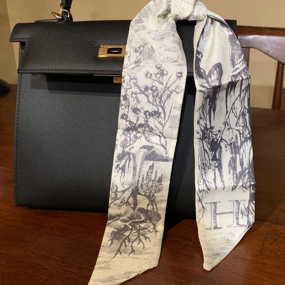 Hermes silk scarf for purse, neck, hair , decor. Brand new condition.Must have!